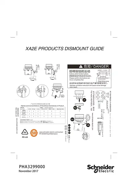 schneider施耐德XA2E... PRODUCTS_ DISMOUNT GUIDE (ZH)